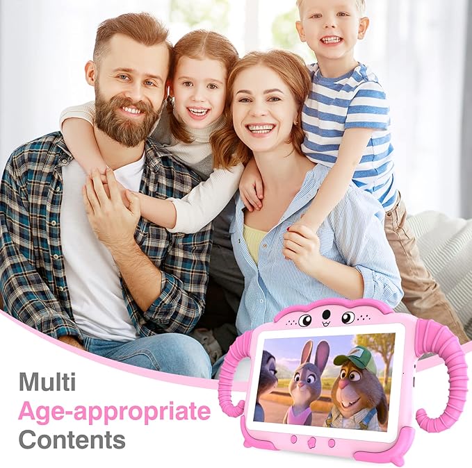 Kids Tablet 7IN Toddler Tablets for Kids 3-7, Tablet for Toddlers Learning 32GB with Touch Screen Educational Games, GMS, Parent Controls, WiFi Edition Tablets for Child Boy Girl (Pink)