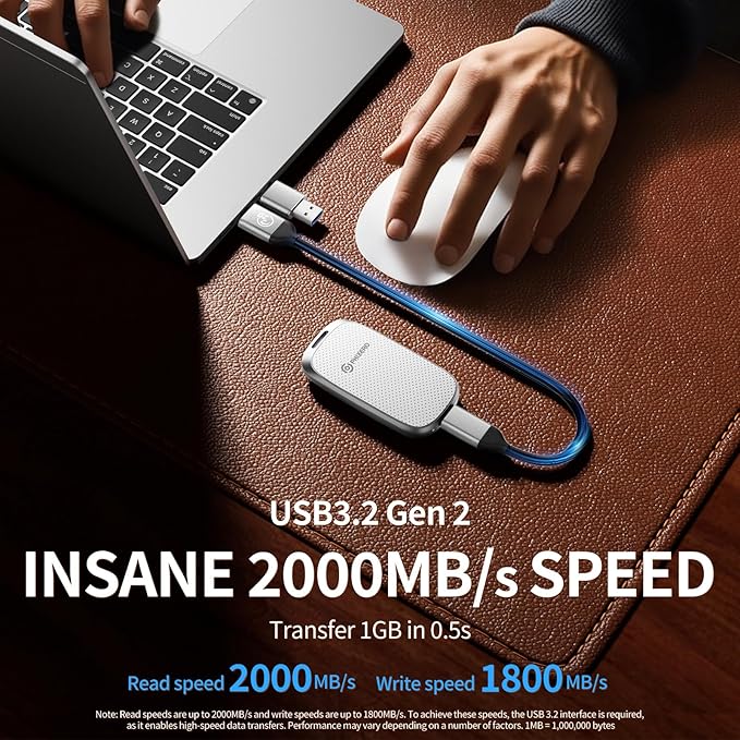 PHIXERO P20 External Portable SSD 512GB,up to 2050Mb/s,External Solid State Drives with 2 in 1 USB C Cable with LED Indicator,USB 3.2 Gen 2 Portable Hard Drive for iPhone 15/16 PRO, Mac, PC & Laptops