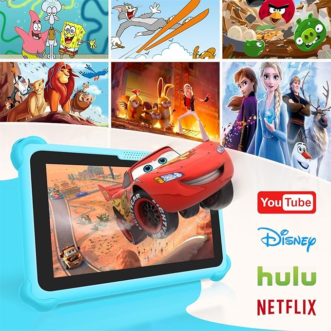 Kids Tablet 7 inch Tablets for Kids, 32GB Android Toddler Tablet with Case Included, WiFi, Bluetooth, IPS Screen, Parental Control, GMS Educational Children's Learning Tablets for Boys Girls (Blue)