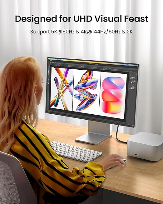 Silkland USB C Monitor Display Cable 10FT [4K@144Hz/60Hz 8K@30Hz], USB C 3.2 Gen 2x2 Video Cable, 20Gbps Data Transfer, 240W PD Fast Charge, Type C Compatible with iPhone 16, MacBook Pro, iPad