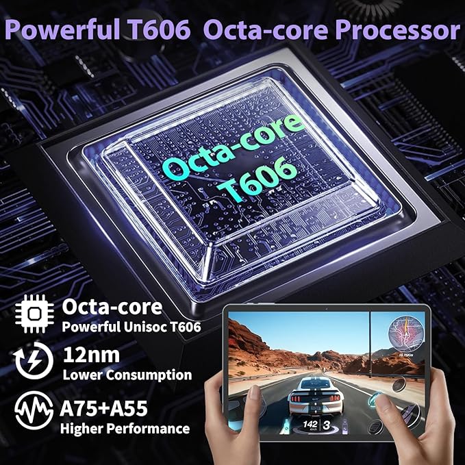 Android 15 Tablet with Keyboard - 26GB+256GB+2TB Expand, Octa-Core, 2.4G/5G Wifi, 8000mAh Battery, Widevine L1, Dual Camera, Face Unlock, 10 Inch 2 in 1 Tablets with Mouse, Stylus (Green Case)