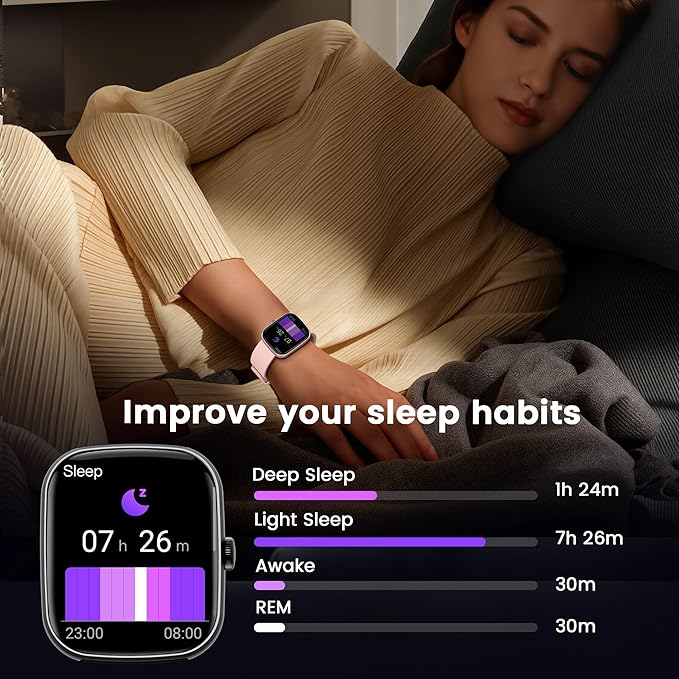 Smart Watch (Answer/Make Call), 1.96" SmartWatches for Men Women with Heart Rate/Activity Tracking, Fitness Tracker Watch with IP68 Waterproof/Pedometer, Smart Watch for Android/iPhone Compatible
