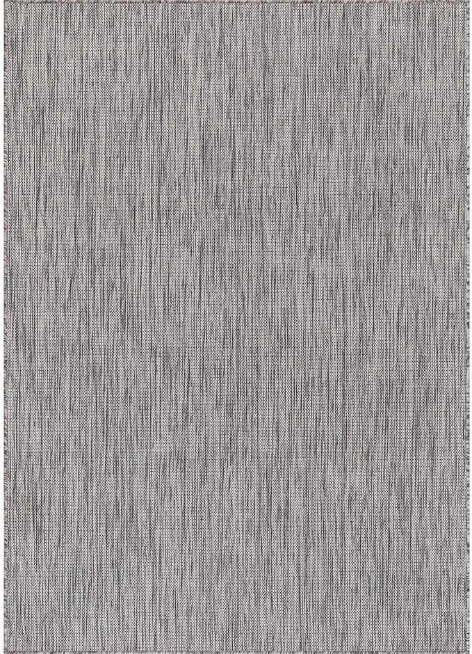 Washable Indoor Outdoor Rug 5x7 Weather Resistant Area Rugs Modern Solid for Porch Deck Balcony Backyard Patio Outside Carpet (5 X 7 Silver Grey)