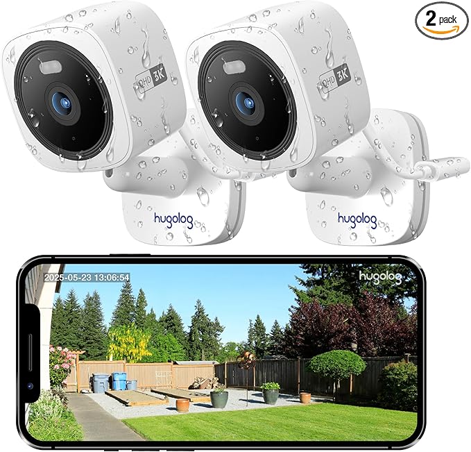 Hugolog 3K 5MP Outdoor Indoor Security Cameras for Home Security, Home Camera with Starlight Color Night Vision,Built-in Spotlight,Motion Detection,2-Way Talk,US Cloud & Local Storage,Works with Alexa