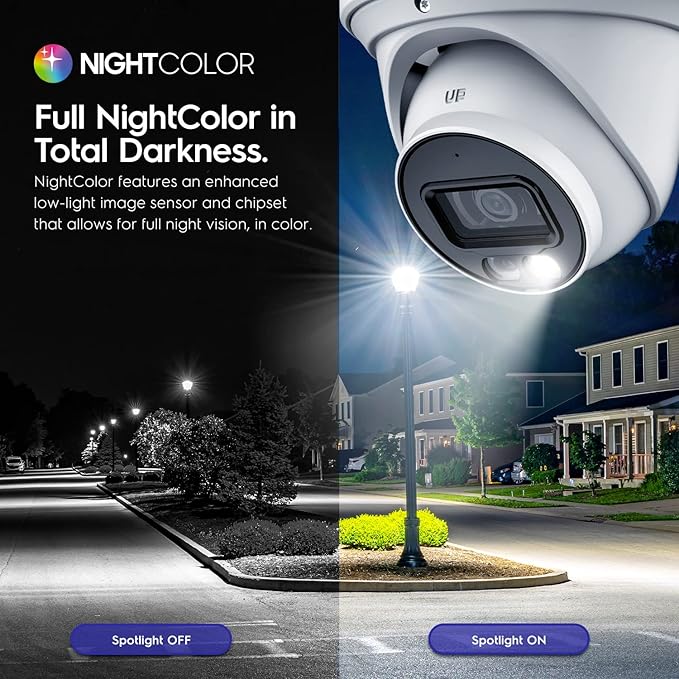 Amcrest 2-Pack UltraHD 4K (8MP) IP PoE AI Camera, 49ft Nightcolor, Security Outdoor Turret Camera, Built-in Mic, Human Detection, Active Deterrent, 129° FOV, 4K@15fps 2PACK-IP8M-2779EW-AI (White)