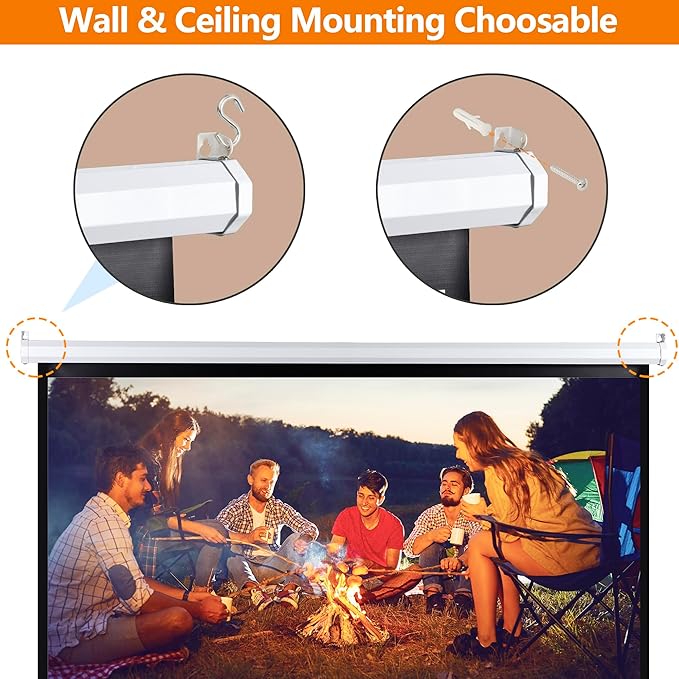 SUPER DEAL 72'' 4:3 HD Projection Screen Foldable Anti-Crease Portable Projector Movie Screen Manual Pull Down for Home Theater Presentation Education Outdoor Indoor Public Display, White