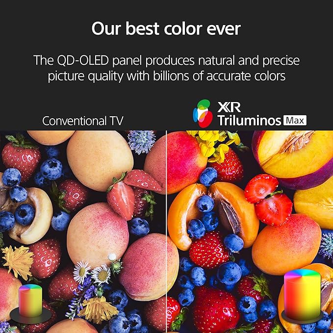 Sony BRAVIA 8 II 55 Inch TV, QD OLED, 4K Smart Google TV, XR Processor with AI Technology, Ultra Slim Design, 120hz Television, Dolby Vision/Atmos, Exclusive Features for PS5, K-55XR80M2, 2025 Model