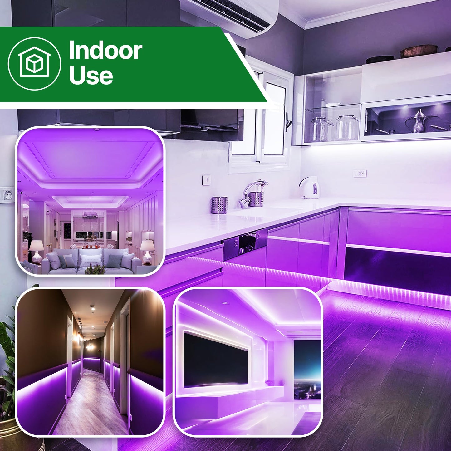 Tupkee LED Rope Light, 24 Feet, 144 Long Life Bulbs, Purple, Indoor/Outdoor, Model E237798