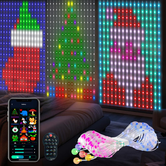 VOXPOA Smart LED Curtain Lights, Color Changing String Lights, 5.25x5.25ft, Multicolour, Model HCL-002