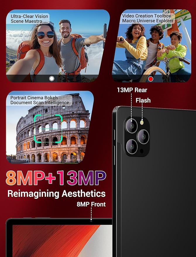 2025 Android 15 Tablet 11 Inch with Keyboard Stylus Mouse: 2K IPS Tablette (2000x1200) 丨Widevine L1,36GB+256GB(1TB TF), 5G/2.4G WiFi, 8-Core, 8000mAh,8+13MP, AnTuTu 255K丨GMS丨FCC丨CE- Black