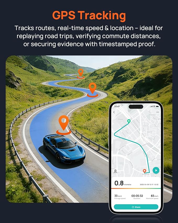 70mai 2.7K Dash Cam Front and Rear A500S, Dual Dash Camera for Cars, Dashcam with APP, Sony IMX335, ADAS, Built-in WiFi GPS, 2'' IPS Screen, WDR, Night Vision, 24/7 Parking Mode, Loop Recording