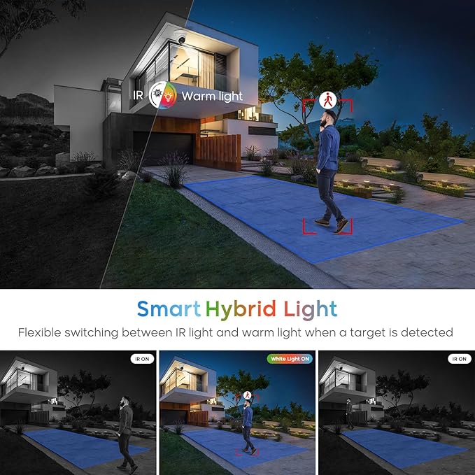 4K IP PoE Camera, Upscaled 8MP PoE Camera Outdoor with Mic/Audio, 98ft IR/Color Night Vision, Human & Vehicle Detection, 127° FOV, MicroSD (256GB)