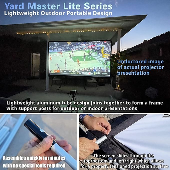 Elite Screens Yard Master Lite, 125-inch Outdoor Projector Screen 16:9 Double Sided Wrinkle-Free Foldable Portable Indoor Movie Projection Screen, | US Based Company 2-Year Warranty,OMS125HLITE