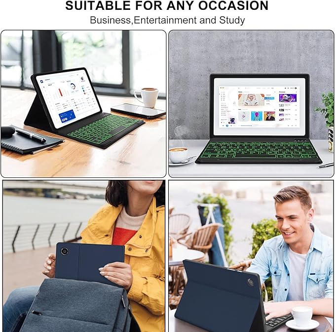 Keyboard case for Samsung Galaxy Tab A11 Plus / A9 Plus 11 inch, Bluetooth Backlit A9+ Keyboard Case with S Pen Holder for A11+ 11", Blue