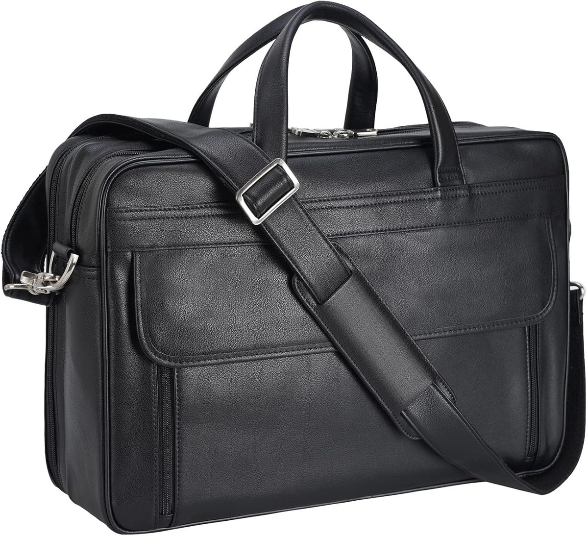 Masa Kawa Leather Briefcase for Men 15.6", 17" Laptop Computer Case Business Travel Work Messenger Cross Body Shoulder Bag
