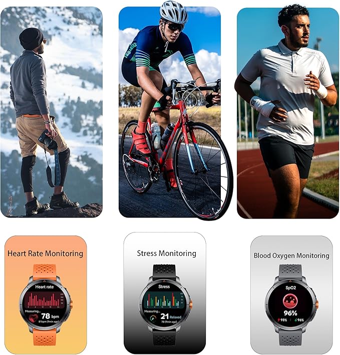 Smart Watch for Men (Answer/Make Call), Built-in GPS, Compass, 1.60" AMOLED, 5ATM Waterproof, Heart Rate SpO2 Sleep Monitor, iPhone Android - Grey
