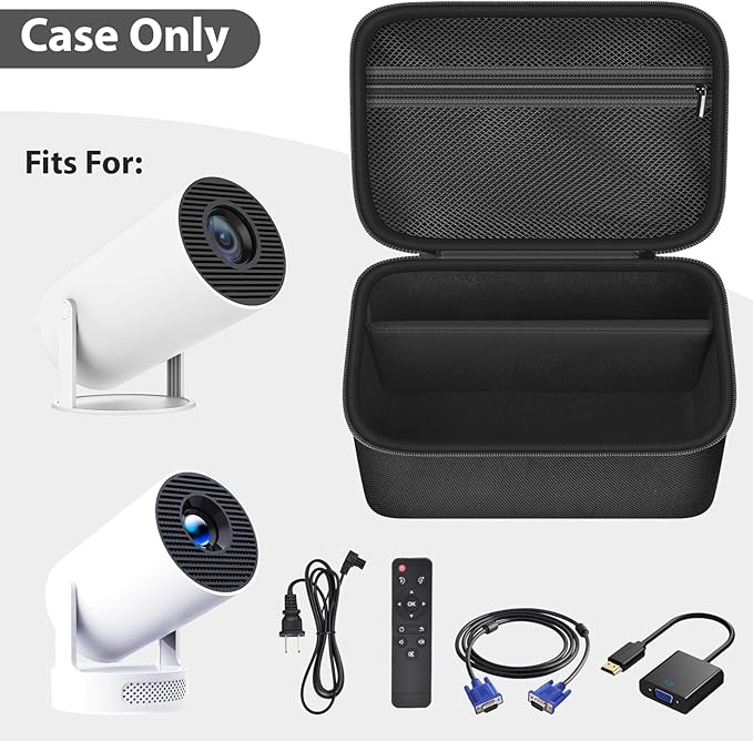 Upgraded Mini Projector Case Compatible with Magcubic HY300Pro+ / HY300PRO for ENUOSUMA HY300 ULTRA for Alwtniet Portable Projector 4K 1080P Support, Storage Organizer for Accessories-Black (Bag Only)