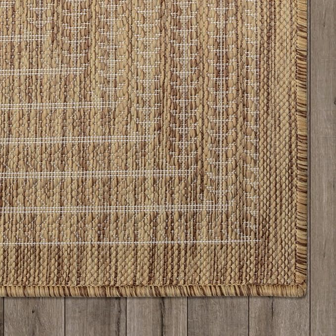 Adiva Rugs Outdoor Indoor Area Rug, Weather Resistant, Easy to Clean, Stain Resistant Floor Mat for Dining Room, Backyard, Deck, Patio (Wooden, 2'6" x 7')