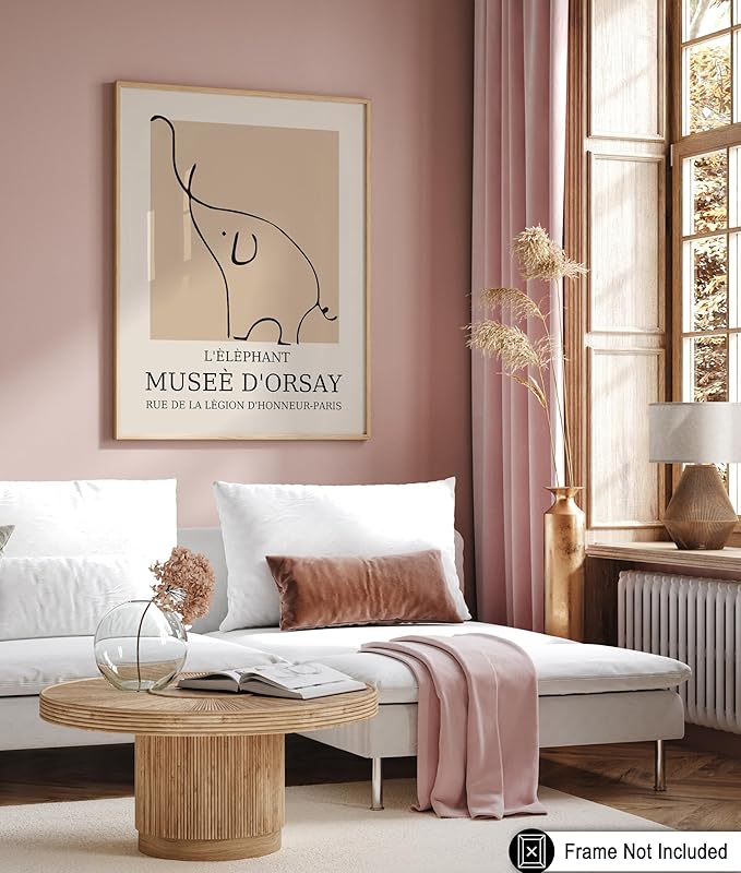 Poster Master Vintage Poster - Retro Elephant Print - Line Drawing Art - Sketch Wall Art - Gift for Boys & Girls - Cute Wall Decor for Bedroom, Kid's Room or Nursery - 16x20 UNFRAMED Wall Art
