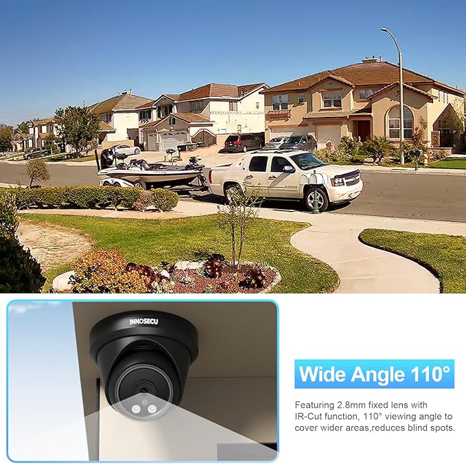 8MP Dome AI PoE Camera, IP Security Surveillance Camera Outdoor Indoor, Waterproof IP67, Built-in Mic, 2.8mm Wide Angle 110°, Face Detection, Human/Vehicle Detection, IND8BR97A-B (Black)