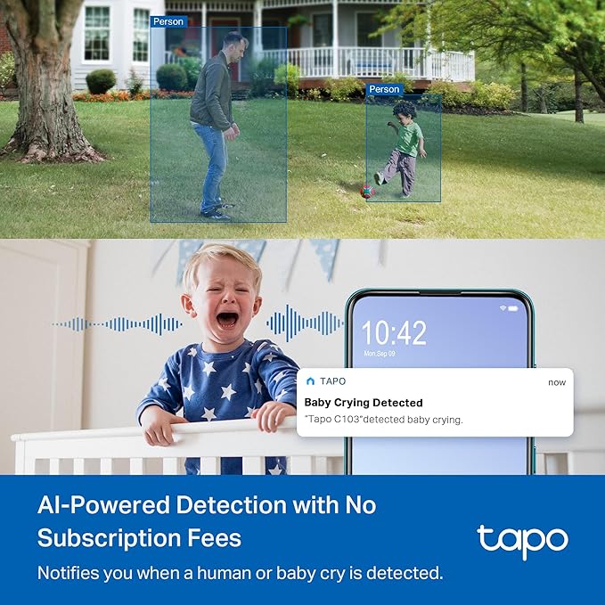 Tapo 2K 3MP Pan/Tilt Indoor/Outdoor Security Camera - Free Person/Baby Cry Detect & Track, 360° View, Color Night Vision, SD/Cloud Storage, Works w/Alexa & Google Assistant, HybridCam 360 (2-Pack)