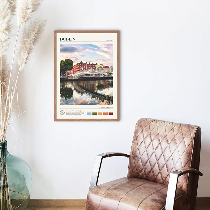 StudioUBILA Dublin Wall Art Poster, Decorative Cityscape Landscape Art Prints, Home Decor Wall Art Print for Bedroom Living Room Kitchen Decorations, Unframed