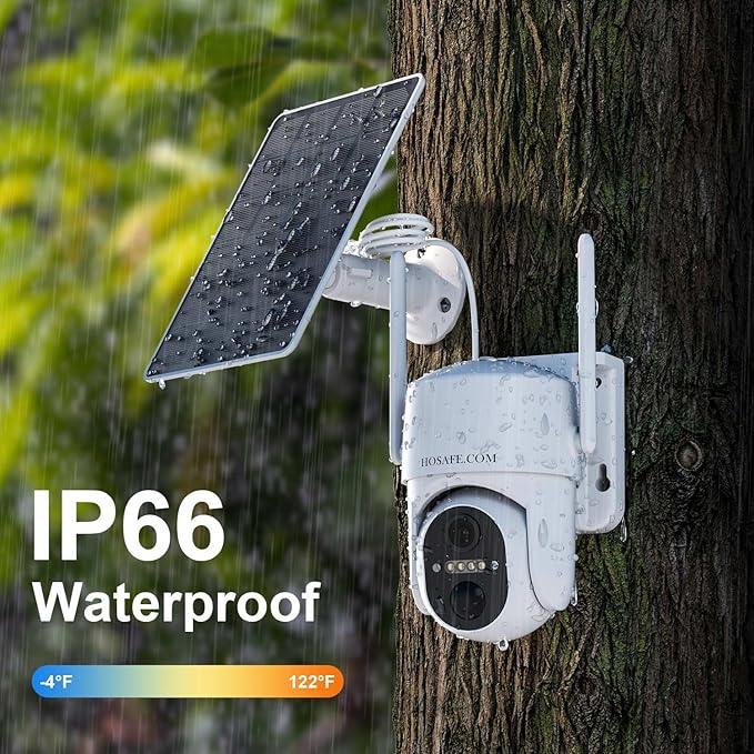 HOSAFE.COM 4G LTE Cellular Security Camera Outdoor, No WiFi Security Camera Outside, Wireless Security Cameras Outdoor Solar Powered, 360 Ptz, Human Sensor, 2K HD, 2-Way Talk, IP66, 2 Pack