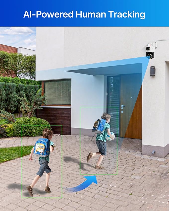 ZOSI 4K Dual-Lens PoE Security Camera System, 4 x 4K 8MP Pan/Tilt (2x4MP) PoE 360 Camera Outdoor, Person/Vehicle Detect, Spotlight Siren, Color Night Vision, 8CH 8MP NVR with 2TB HDD (16CH Expandable)