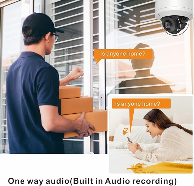 4K 2.5'' PoE PTZ IP Camera with Mic/Audio in, 8MP IP Dome Security Camera Outdoor, Waterproof IP66, 2.8mm Lens 60ft IR Night Vision, Pan 0~355° Tilt 0~90°