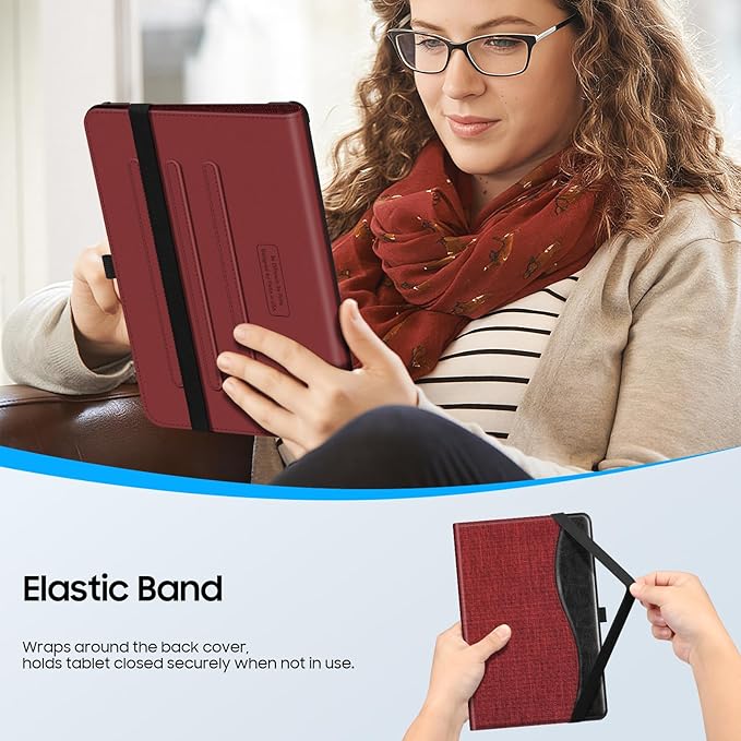 Fintie Case for Samsung Galaxy Tab A9 Plus/A9+ 5G 11 Inch 2023 Model (SM-X210/X216/X218), Multi-Angle Viewing Smart Stand Back Cover with Pocket Auto Wake/Sleep, Wine