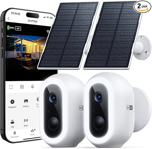 Laview 2K Solar Security Cameras Wireless Outdoor, Rechargeable Battery Wifi Cameras for Home Security with Spotlight Color Night Vision,Siren Alarm,AI Human Detection,IP65,2-Way Talk,Cloud/SD Storage