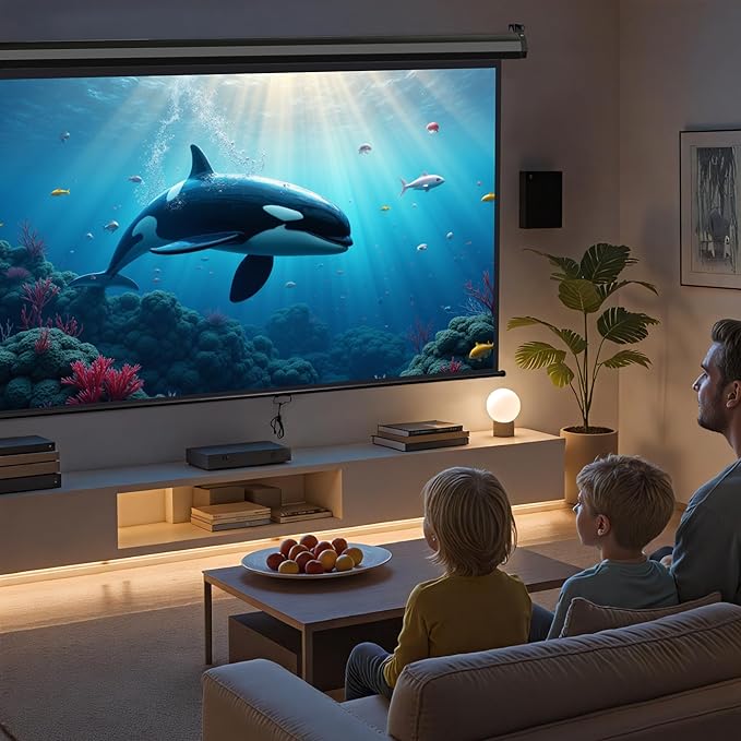 ZENY Portable Projector Screen Pull Down, 100 Inch 16:10 Video Projection Screen Home Theater, Retractable Projector Screen, Moive Screen Indoor Outdoor, Wall Mount (100'' 16:10 Black)