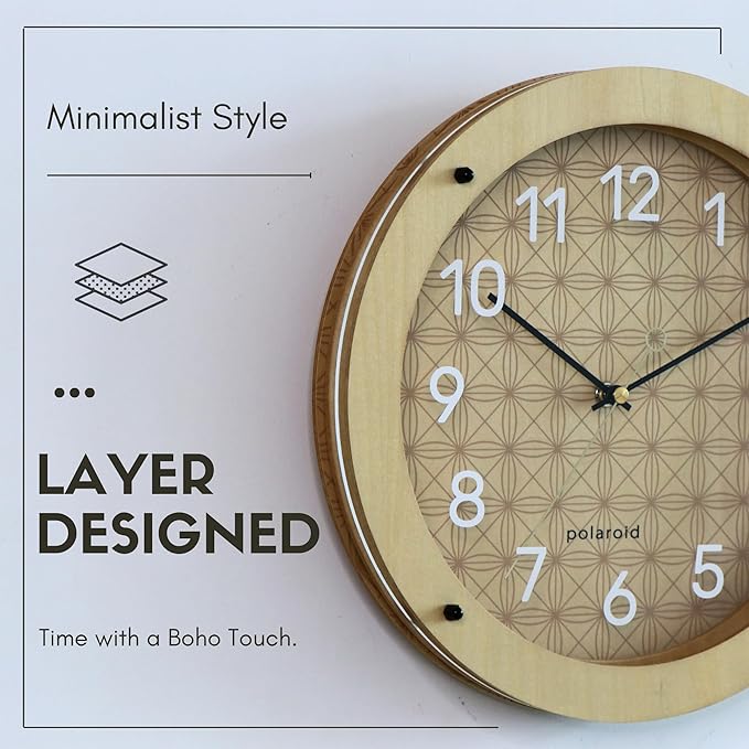 DODEKA Wall Clock Boho Style Circular Layered Design Analog Light Weight Minimalist Home Decoration for Living Room Bedroom Kitchen