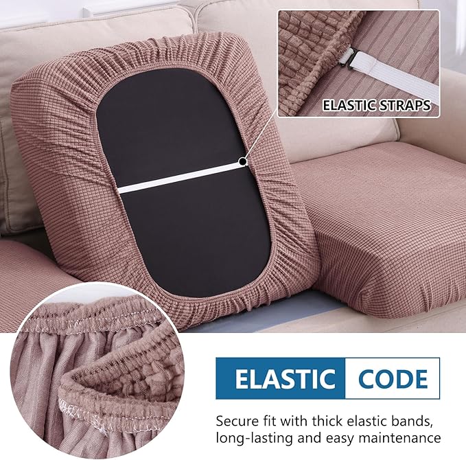 hyha Waterproof Sectional Couch Covers, Non Slip Sofa Couch Cushion Covers L Shape, Thick Stretch Jacquard Fabric, Washable Sofa Slipcovers with Elastic Bottom (1 Piece for Chaise, Camel)