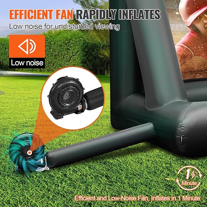 VEVOR Inflatable Projector Screen for Outside with 350W Air Blower Inflatable Screen Oxford Fabric Material Blow Up Screen for Outdoor Movie Supports Front/Rear Projection