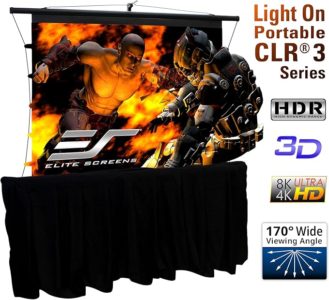 Elite Screens 55-Inch Upgraded ALR Portable Projector Screen with Tripod Stand, Height Adjustable, 4:3 Screen for Ultra Short Throw Projectors, Indoor Home Theater Movie Screen, TT55V-CLR3-F