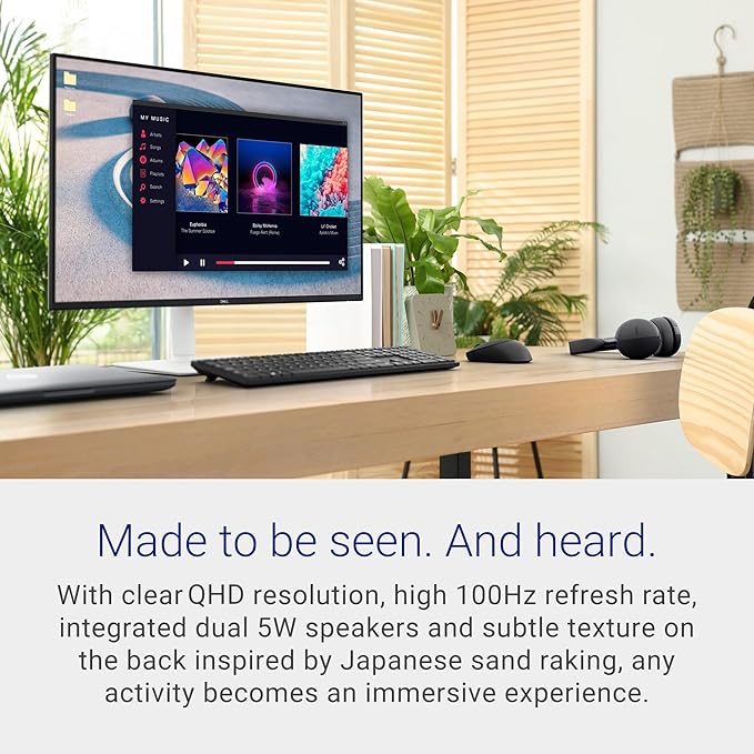 Dell S2725DS Monitor - 27 Inch, QHD (2560x2440) Display, 100Hz refresh rate, 1500:1 contrast ratio, TÜV Rheinland Eye comfort 4 Star, Integrated 2x5W speaker, Height/Tilt/Swivel/Pivot- Ash White color