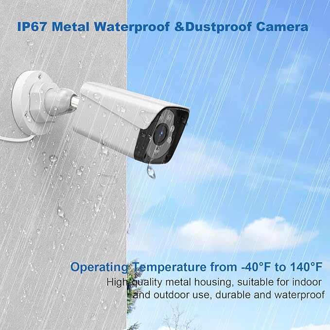 H.265+ Wired Security Camera DVR Kit System with AI Human Vehicle Detection, 4X 1920P 5MP IP67 Metallic Indoor/Outdoor Cameras IR Night Vision, 4K NVR 500GB HDD Included for 24/7 Recording