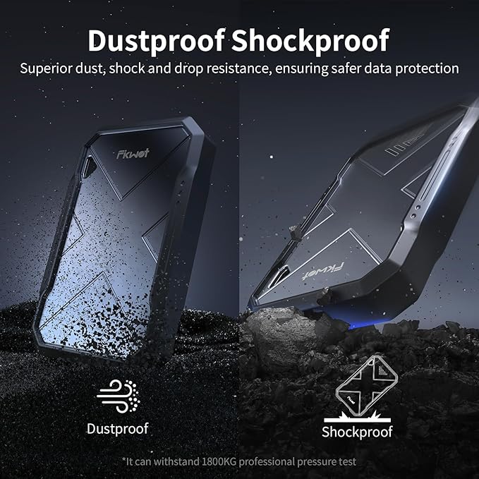 1TB Portable SSD, Up to 2050MB/s, USB 3.2 Gen2 USB-C, IP68 Water & Dust Resistant, Shockproof, External Solid State Drive for Smart TV, Cameras, iPhone 16/15, Windows, Mac and Other Devices (FP90)