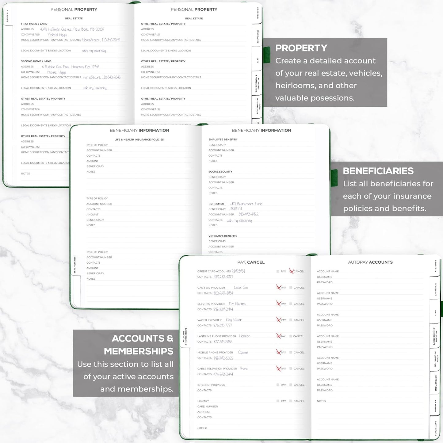 Clever Fox Large End of Life Planner – Guided Final Arrangements Organizer Notebook for Instructions, Beneficiary Info, Will Preparation, Last Wishes & Funeral Planning – 8.5" x 11" (Dark Green)