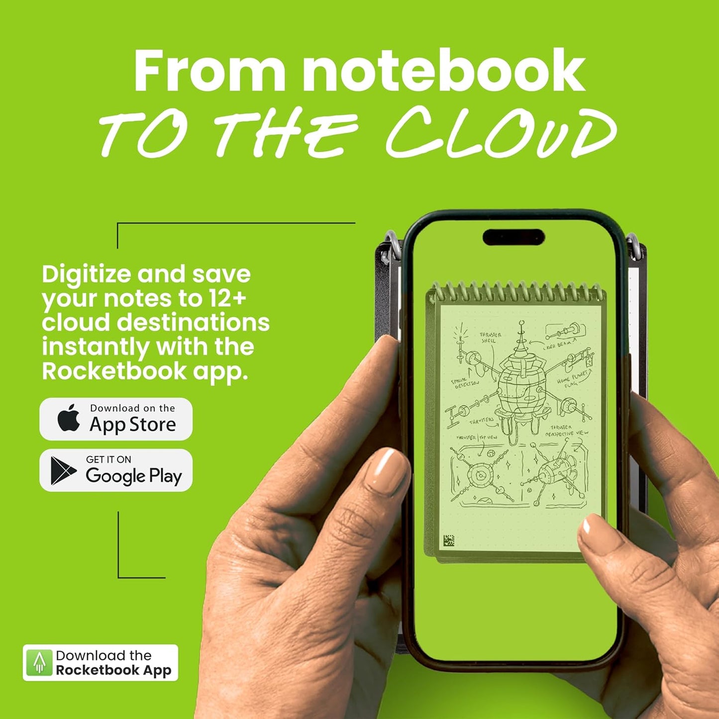 Rocketbook Mini Reusable Smart Notepad, Pocket Size Notebook 3.5x5.5, Gray - Dotted Pages, App-Connected, Erasable, Ideal for On-The-Go List Taking & Quick Notes Anywhere