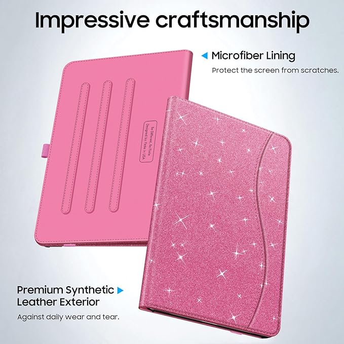 Fintie Case for Samsung Galaxy Tab A9 Plus/A9+ 5G 11 Inch 2023 Model (SM-X210/X216/X218), Multi-Angle Viewing Smart Stand Back Cover with Pocket Auto Wake/Sleep, Glittering Pink