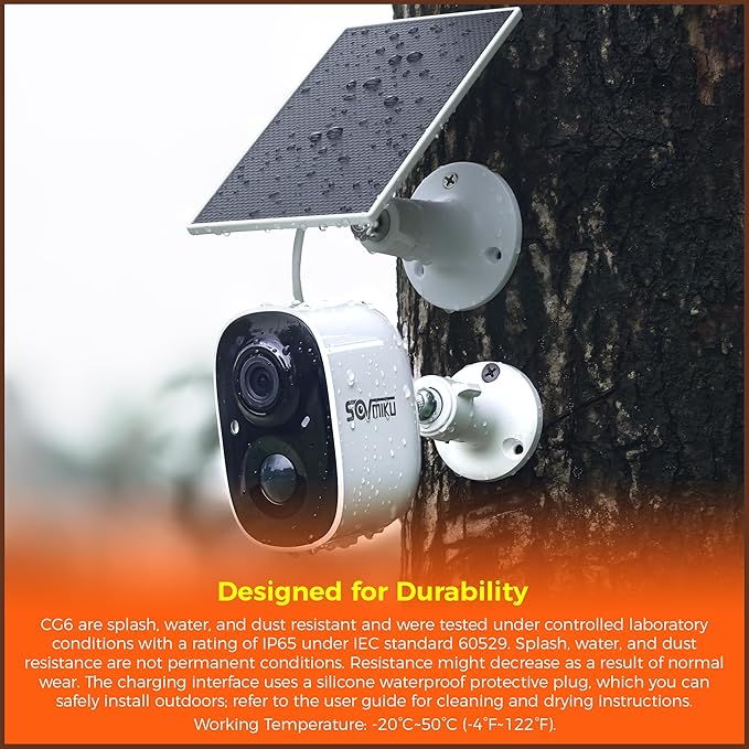 SOVMIKU 4CG6 Best 2K Solar Security Camera Wireless Outdoor, Battery Powered Camera, Easy to Setup, Motion Detection, Two Way Audio, Audible Flashlight Alarm,2.4GHz Wi-Fi, Color Night Vision, SD Slot