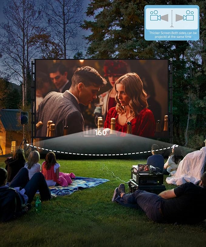 Projector Screen with Stand - 150 Inch Portable Projector Screens Outdoor Indoor Projector Screen 16:9 4K HD Outdoor Movie Screen with Carry Bag,Enioy Home Theater Projection Screen