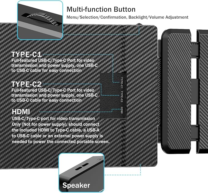 KEFEYA Laptop Screen Extender, 14" Portable Monitor for Laptop, 1440P QHD Triple Screen Monitor Extender for 13"-17" Laptops, HDMI/USB-C for MacBook, Windows, Chrome, Switch, Plug & Play