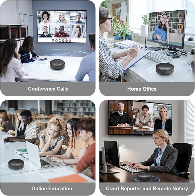 CM900 Conference Speaker and Microphone, 4 AI Mics 360° 20ft (7m) Voice Pickup, Noise Reduction, USB C & Bluetooth 5.3 (20m & 66ft) Speakerphone for 16 People, Compatible with Leading Platforms