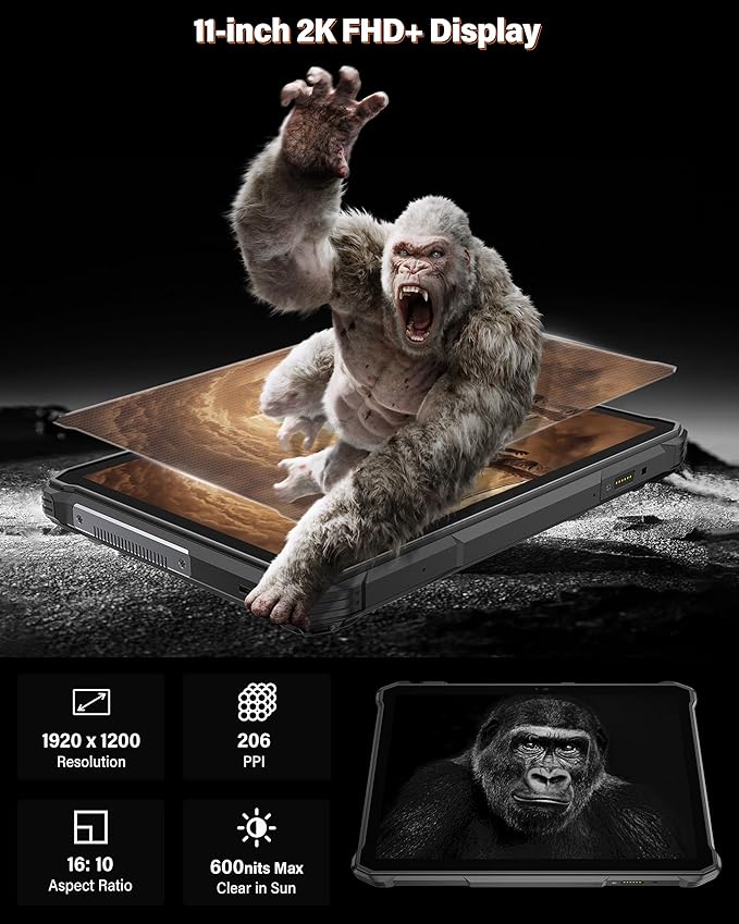 Ulefone Armor Pad 5 Ultra 5G Rugged Tablet with 200 Lumens Projector, 32GB+512GB/2TB Expansion Android 15, 24200mAh(120W), 11" FHD+ Screen, IP68/69K, 64MP+64MP, 32MP, Dual LED Lights, Widevine L1