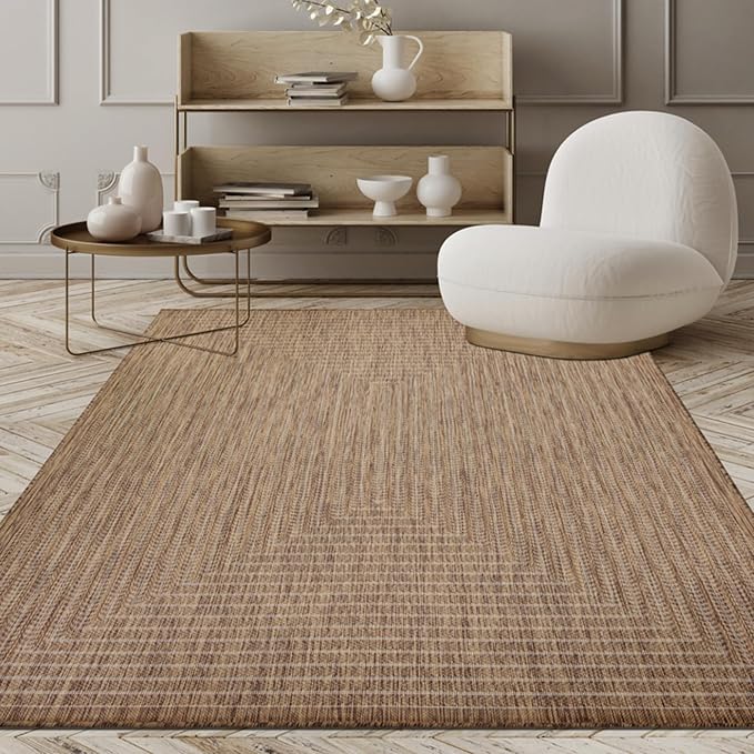 Adiva Rugs Outdoor Indoor Area Rug, Weather Resistant, Easy to Clean, Stain Resistant Floor Mat for Dining Room, Backyard, Deck, Patio (Wooden, 2' x 3')