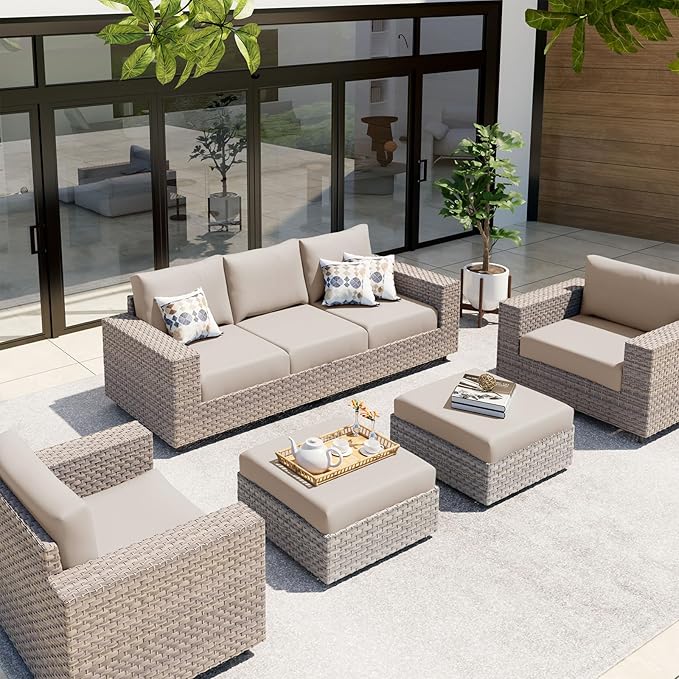 hyha Waterproof Couch Cushion Covers, Stretch Sofa Couch Seat Slipcover for Dog Washable, Non-Slip Waterproof Outdoor Cushion Covers for Patio Furniture Replacement (1 Piece for Small, Taupe)