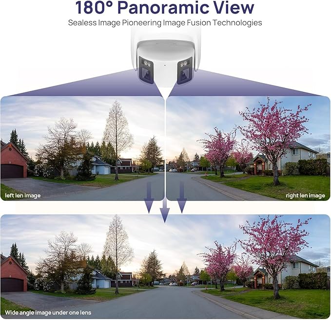 DS-2CD2387G2P-LSU/SL 4MM 8MP 4K Panoramic PoE IP Camera, Color-Vu,Human/Vehicle Detection, with Dual Lens, 180° Filed of View,Colorful Night vision, SD Card Slot support 512GB International Version